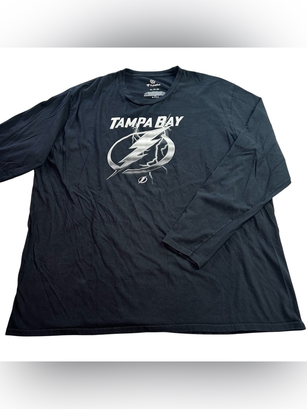Tampa Bay Lightning Fanatics Men’s Long Sleeve Shirt Big Logo NHL Black size 3XL